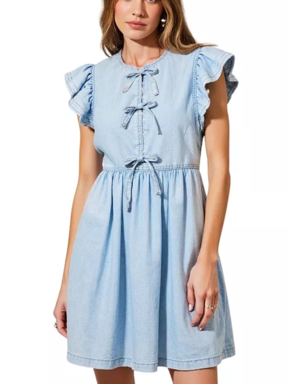 Blue B. Sleeveless Ruffle Denim Mini Dress Size L
